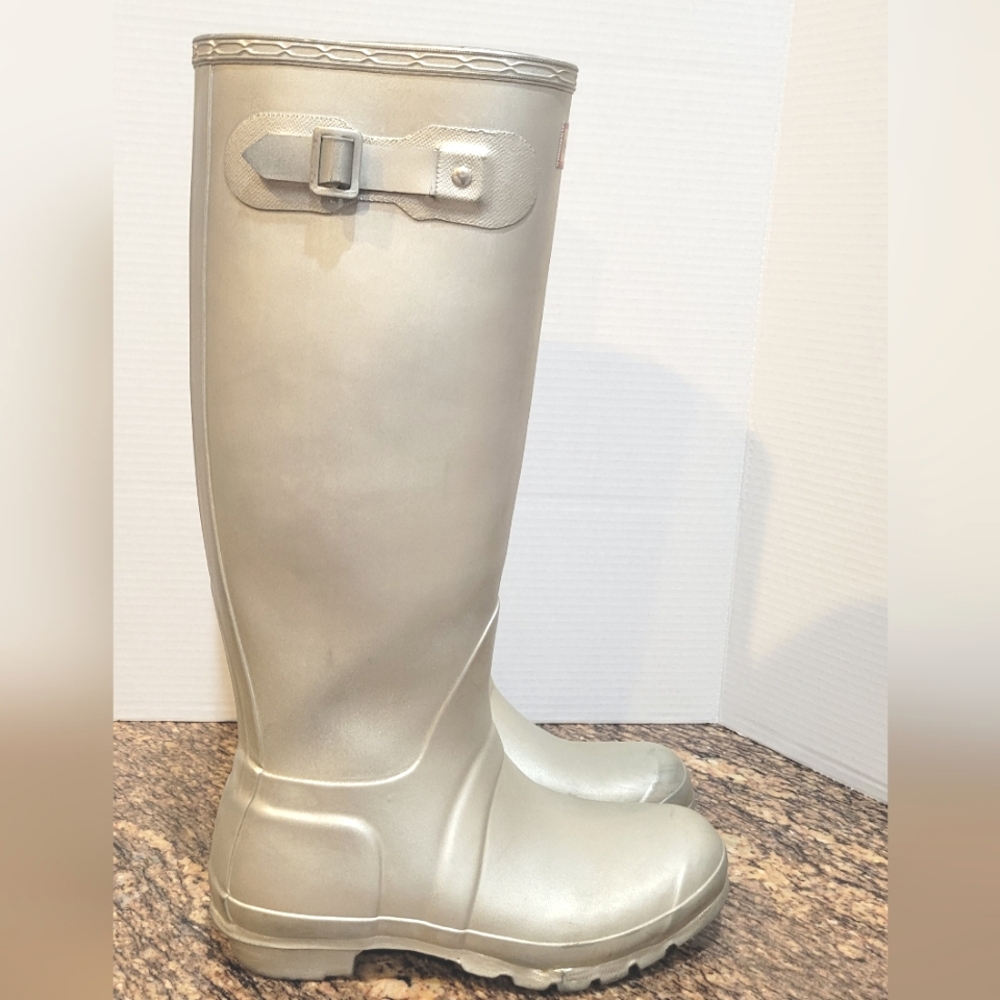 Hunter Metallic Silver Wellington Tall Rain Boot - Picture 5 of 16